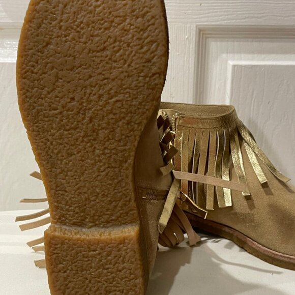 kATE SPADE NEW YORK  FRINGE SUEDE GIPSY BOHO ANKLE SUEDE BOOTS TRUFFLE SIZE 6.5 - Picture 6 of 16